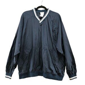 VTG Track Jacket Pullover Mens 2XL Navy Blue V-Neck‎ Windbreaker Varsity Discus